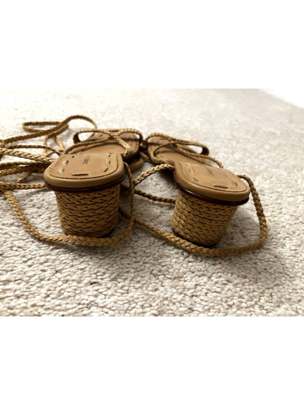 Carrie Forbes Braided Leather Lace Up Ankle Wrap Tie Sandals Heels Sz 39 US 9 - Picture 5 of 10